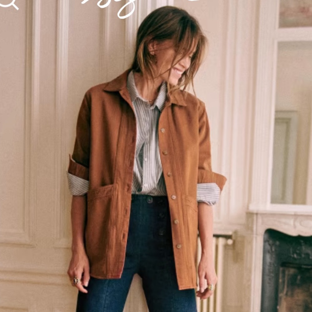 Sezane Will Jacket in Brown Denim